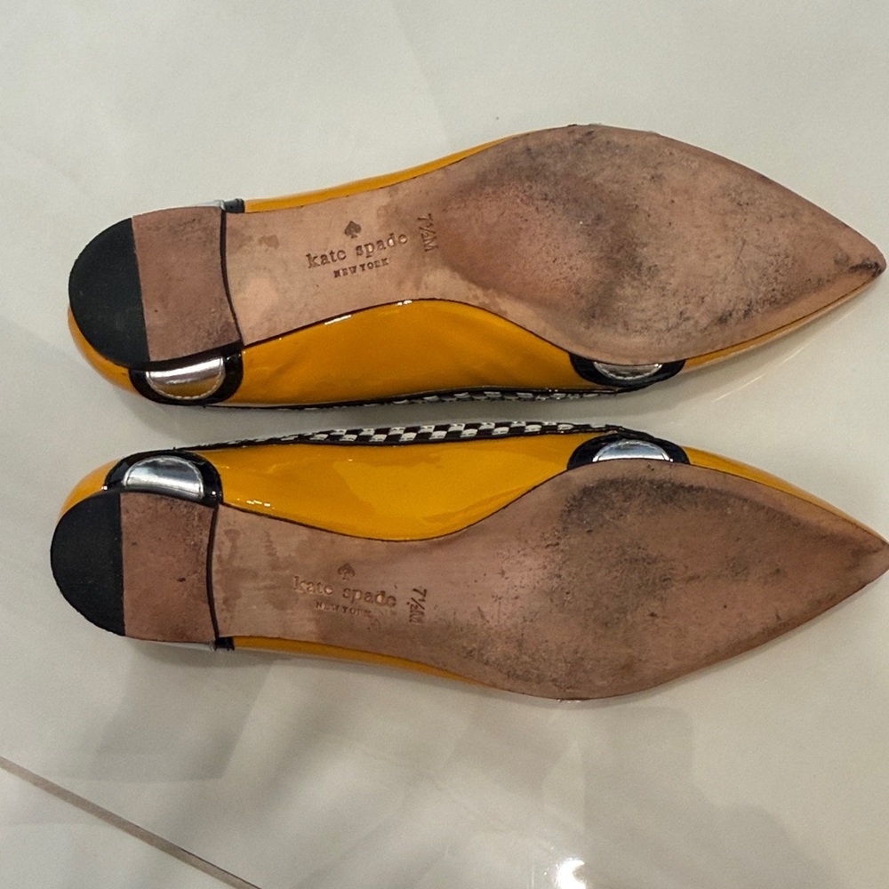 Kate Spade Yellow and White Taxi Flats - Picture 6 of 11